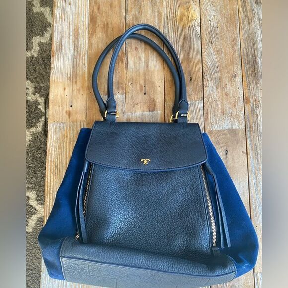 Tory Burch Black Leather Large Half Moon Satchel Purse - Picture 12 of 12